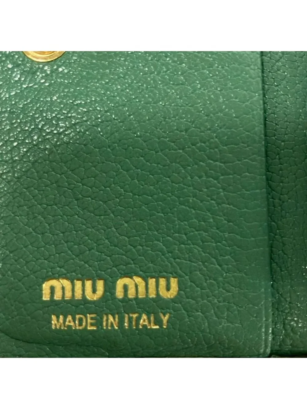 Miu Miu Bifold Wallet Green Gray Leather
